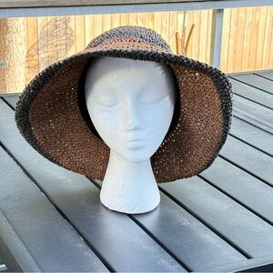 Stylish Brown and dark gray Women's Sun Hat approximately 22in circumference